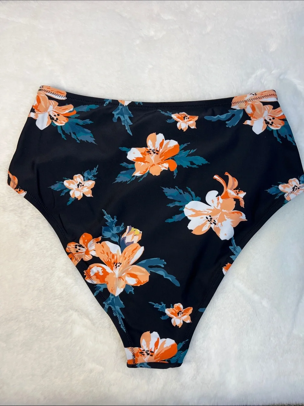 Cupshe black with peach and white flowers bikini bottom